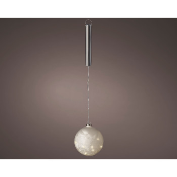 KUGLA NOVOGODIŠNJA 14CM SA LAMPICAMA FROST/WARM WHITE 487009 