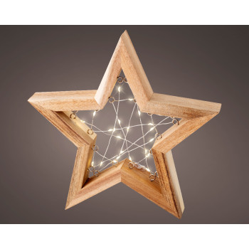 DEKORATIVNI UKRAS ZVEZDA SA LED SVETLOM DRVENI RAM 3.5X22.5X24CM 489595 