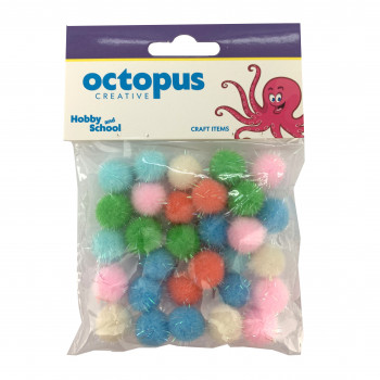 DEKORATIVNE POM POM LOPTICE GLITER 15mm 30kom UNL-2414 OCTOPUS 