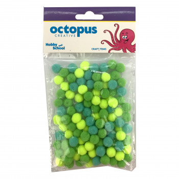 DEKORATIVNE POM POM LOPTICE 10mm 120kom ZELENE UNL-2415 OCTOPUS 