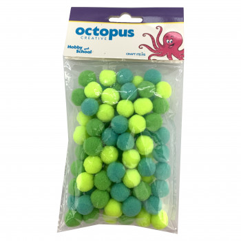 DEKORATIVNE POM POM LOPTICE 15mm 80kom ZELENE UNL-2416 OCTOPUS 