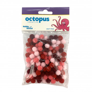 DEKORATIVNE POM POM LOPTICE 10mm 120kom CRVENE UNL-2417 OCTOPUS 