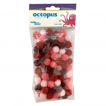 DEKORATIVNE POM POM LOPTICE 15mm 80kom CRVENE UNL-2418 OCTOPUS 