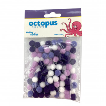 DEKORATIVNE POM POM LOPTICE 10mm 120kom LJUBIČASTE UNL-2419 OCTOPUS 