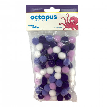 DEKORATIVNE POM POM LOPTICE 15mm 80kom LJUBIČASTE UNL-2420 OCTOPUS 