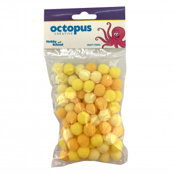 DEKORATIVNE POM POM LOPTICE 15mm 80kom ŽUTE UNL-2422 OCTOPUS 