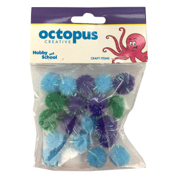 DEKORATIVNE POM POM LOPTICE GLITER 20mm 20kom UNL-2425 OCTOPUS 