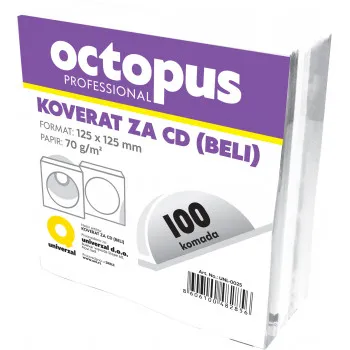 KOVERAT ZA CD 100/1 BELI SA PROZOROM OCTOPUS 