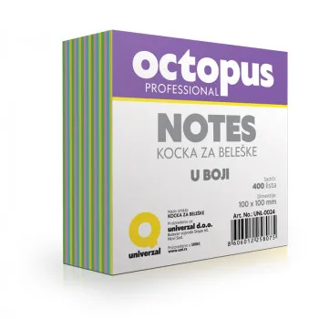 KOCKA PAPIRA 10X10 400 LISTA U BOJI OCTOPUS UNL-0024 