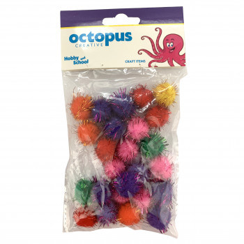 DEKORATIVNE POM POM LOPTICE GLITER 20mm 25kom UNL-0903 OCTOPUS 