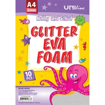 DEKORATIVNA GUMA GLITER A4 10/1 WHITE UNL-0659 