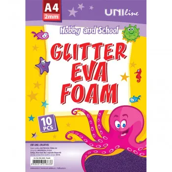 DEKORATIVNA GUMA GLITER A4 10/1 PURPLE UNL-0660 
