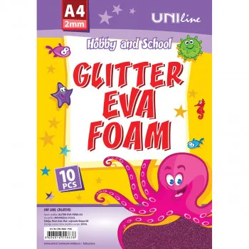 DEKORATIVNA GUMA GLITER A4 10/1 PINK UNL-0662 