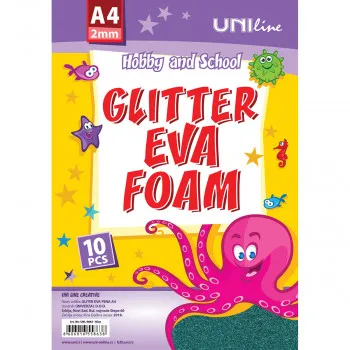 DEKORATIVNA GUMA GLITER A4 10/1 BLUE UNL-0663 