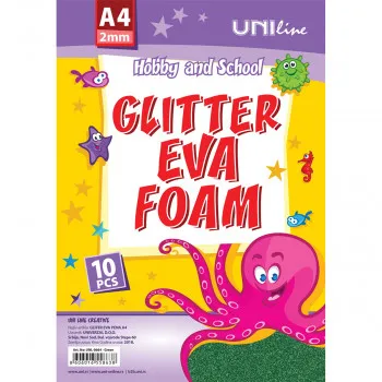 DEKORATIVNA GUMA GLITER A4 10/1 GREEN UNL-0664 