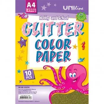 DEKORATIVNI KARTON GLITER GOLD 250g A4 10/1  UNL-0717 