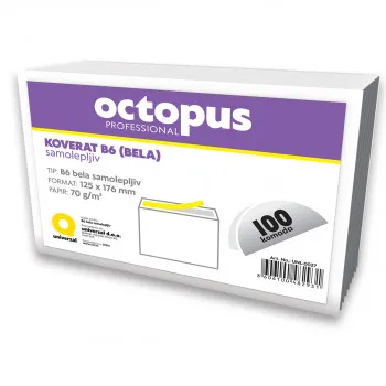 KOVERAT B6 BELI 100/1 SAMOLEPLJIVI OCTOPUS UNL-0027 