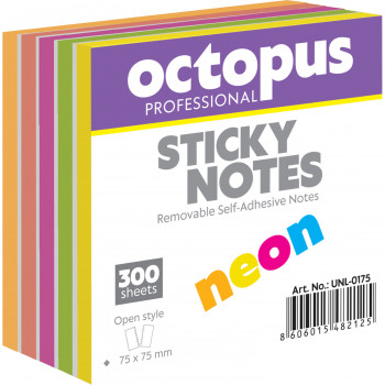BLOK SAMOLEPLJIVI 75x75 300 LISTA NEON OCTOPUS UNL-0175 