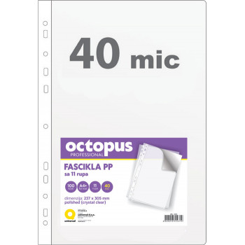 FASCIKLA A4 100/1 U 11 RUPA 40mic OCTOPUS CRYSTAL CLEAR UNL-0412 