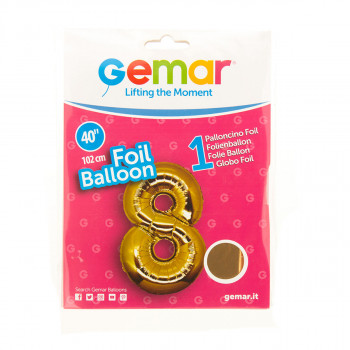 BALON BROJ 8 102cm ZLATNI FOLIJA GEMAR 140804 