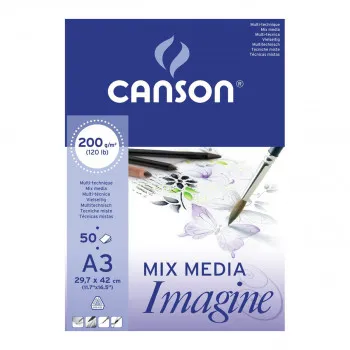 BLOK A3 200g 50 LISTA MIX MEDIA IMAGINE CANSON 200006007 