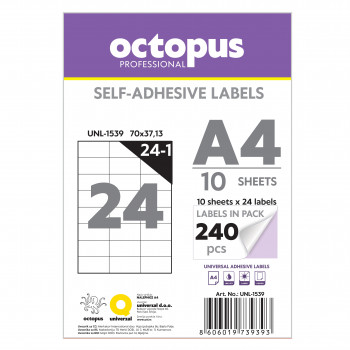 NALEPNICE A4 OCTOPUS 70X37.13 10/1 24-1 UNL-1539 