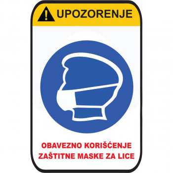 NALEPNICA A4 UPOZORENJE OBAVEZNO KORIŠĆENJE MASKE 3/1 OCTOPUS UNL-1560 