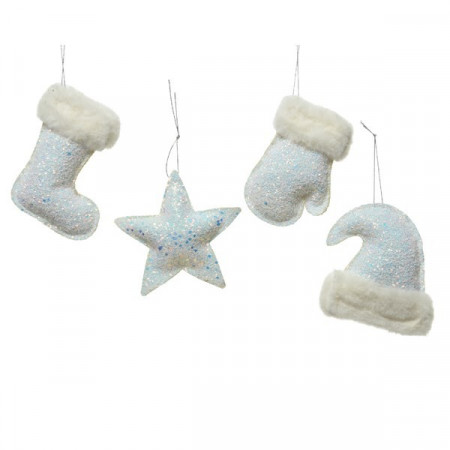 UKRAS NOVOGODIŠNJI POLYESTER GLITTER 1X9X10CM WHITE 610427 