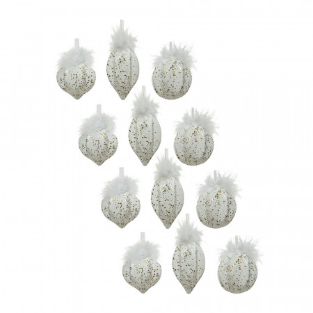 KUGLA NOVOGODIŠNJA STAKLENA 8CM WHITE/GOLD 030029 