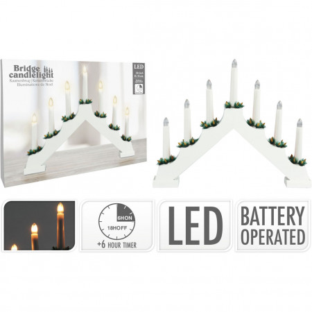 SVEĆNJAK UKRASNI MOST DRVENI SA LED SVETLOM AX8000160 