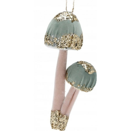UKRAS NOVOGODIŠNJI PEČURKA GLITTER ZELENA 19CM YZB005220 
