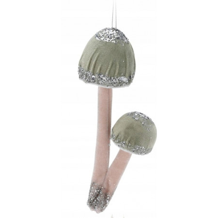 UKRAS NOVOGODIŠNJI PEČURKA GLITTER ZELENA 19CM YZB005220 