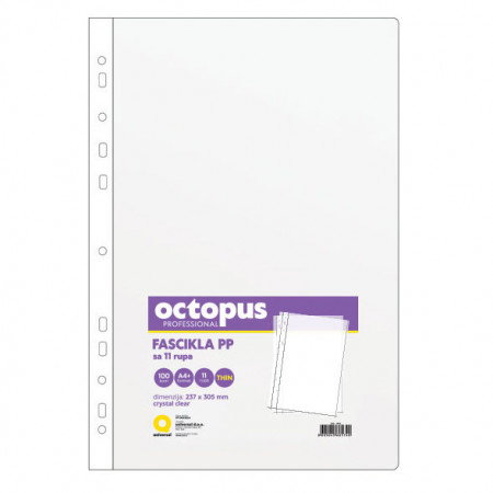 FASCIKLA A4 100/1 U 11 RUPA 30mic OCTOPUS CRYSTAL CLEAR UNL-1892 