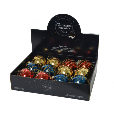 KUGLA NOVOGODIŠNJA STAKLENA 8CM MIX 061048 