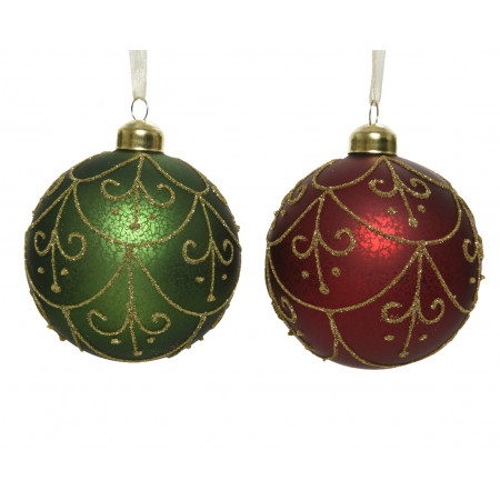 KUGLA NOVOGODIŠNJA STAKLENA 8CM MAT COLOR GLITER MIX 061122 