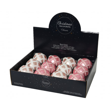 KUGLA NOVOGODIŠNJA STAKLENA 8CM PINK 061986 