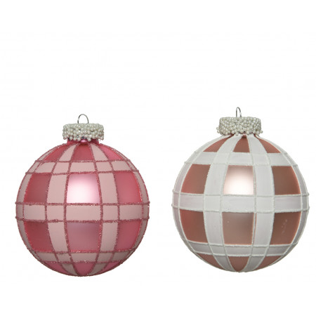 KUGLA NOVOGODIŠNJA STAKLENA 8CM PINK 061986 