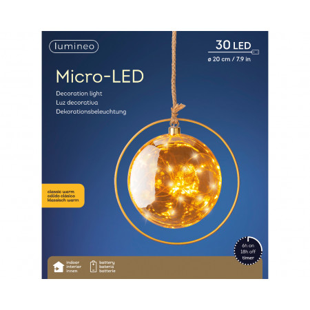 KUGLA NOVOGODIŠNJA SA LED SVETLOM 20CM AMBER 486317 