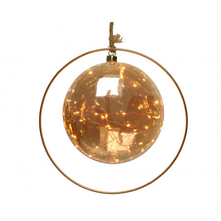 KUGLA NOVOGODIŠNJA SA LED SVETLOM 20CM AMBER 486317 