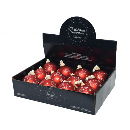 KUGLA NOVOGODIŠNJA STAKLENA 8CM CRVENA 060657 