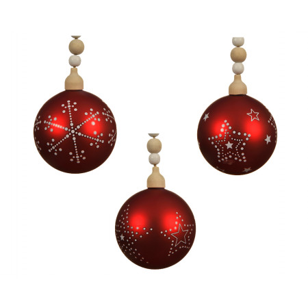 KUGLA NOVOGODIŠNJA STAKLENA 8CM CRVENA 060657 
