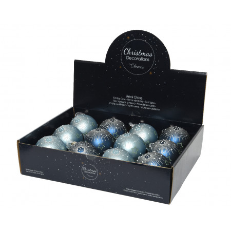 KUGLA NOVOGODIŠNJA STAKLENA 8CM PLAVA 061487 