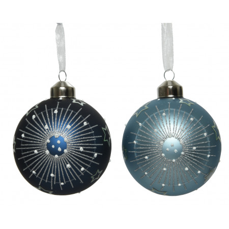 KUGLA NOVOGODIŠNJA STAKLENA 8CM PLAVA 061487 