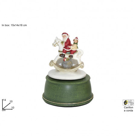 NOVOGODIŠNJI UKRAS FIGURA DEDA MRAZ NA KONJIĆU 15X14X18CM CM002737 