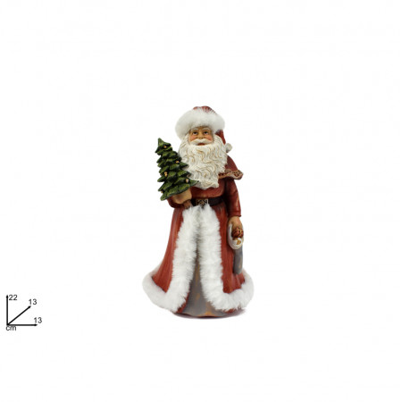 NOVOGODIŠNJI UKRAS FIGURA DEDA MRAZ SA JELKOM KERAMIČKI 22CM CM003012A 