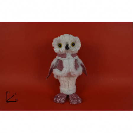 NOVOGODIŠNJA FIGURA SOVA 31CM ROZA MI007492C 