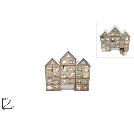 NOVOGODIŠNJA FIGURA ADVENT KALENDAR 29.5CM BEŽ MI008012 