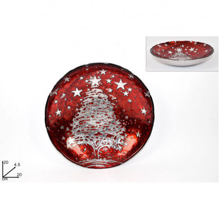 ČINIJA DEKORATIVNA 20CM CRVENO-SREBRNA CM001678 