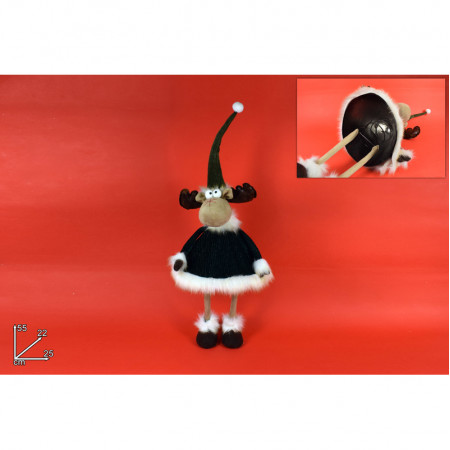 NOVOGODIŠNJA FIGURA IRVAS ZELENI VELUR 55CM GI009408C 
