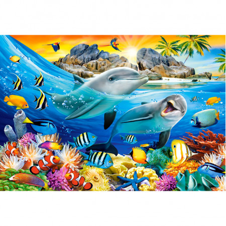 PUZZLE 1000 DELOVA C-104611-2 DOLPHINS IN THE TROPICS CASTORLAND 